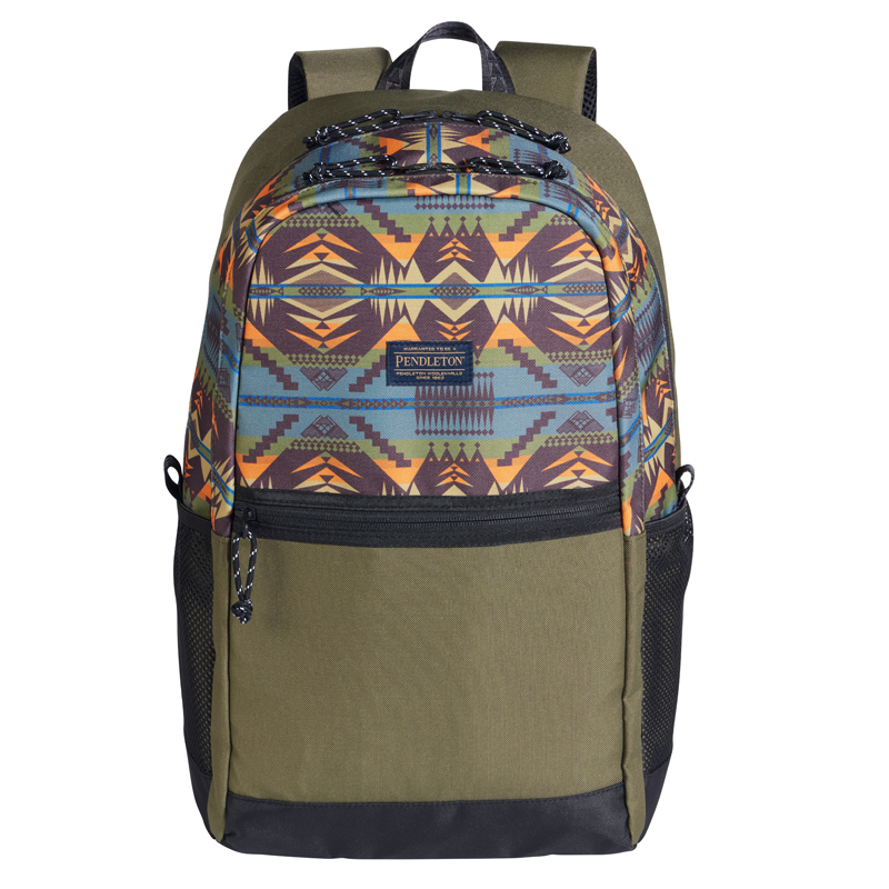 Mystic Lake Pendleton Backpack in moss green and geometric designs - Your Western Decor