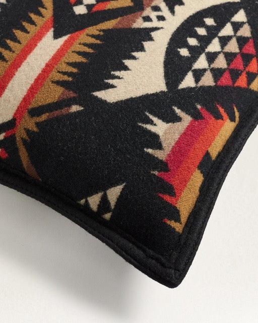 Nehalem Throw Pillows - Black Color - Felt Binding - 16" x 16" - Wool Fabric - Your Western Decor