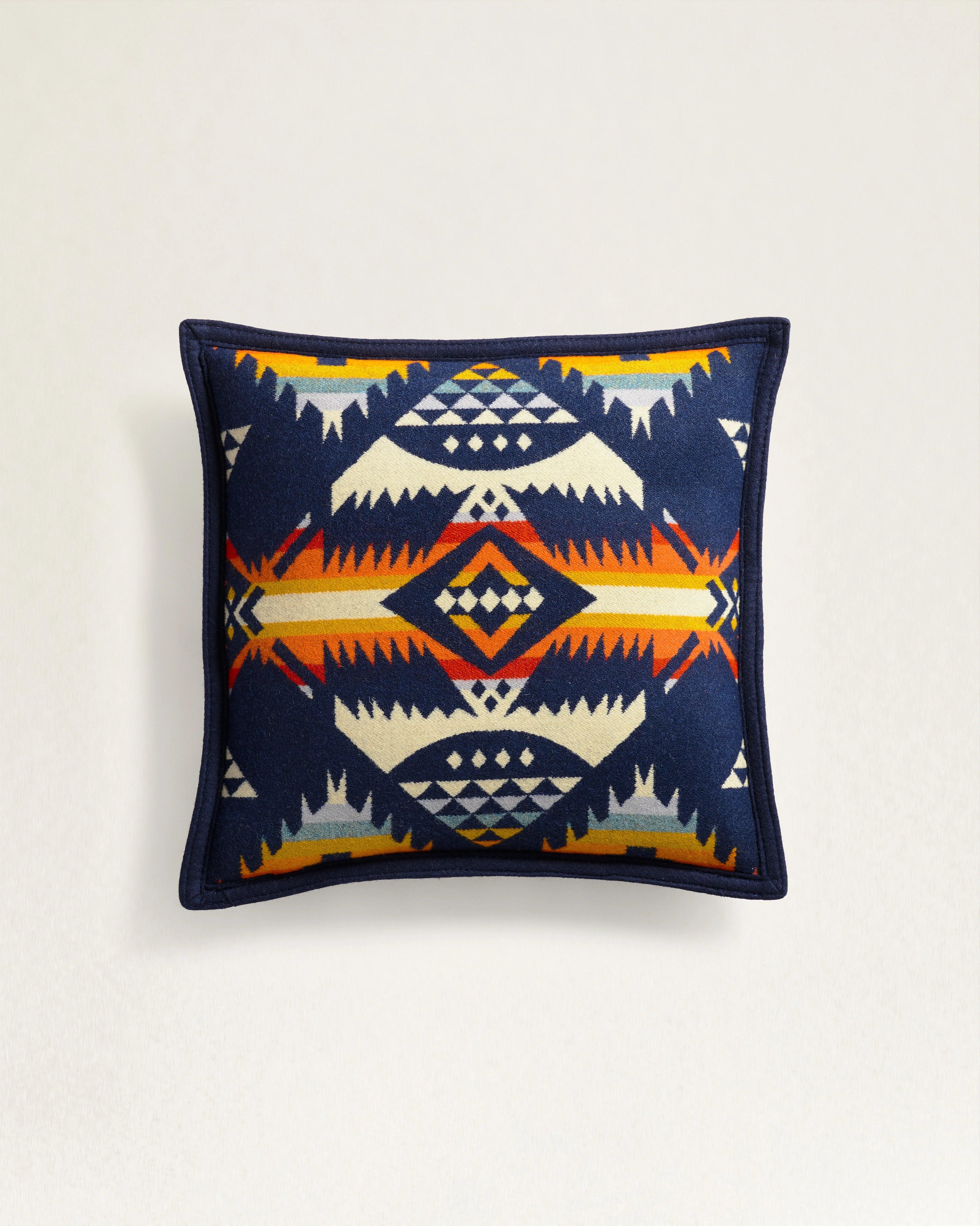 Nehalem Throw Pillows - Navy Color - 16" x 16" - Wool Fabric - Your Western Decor