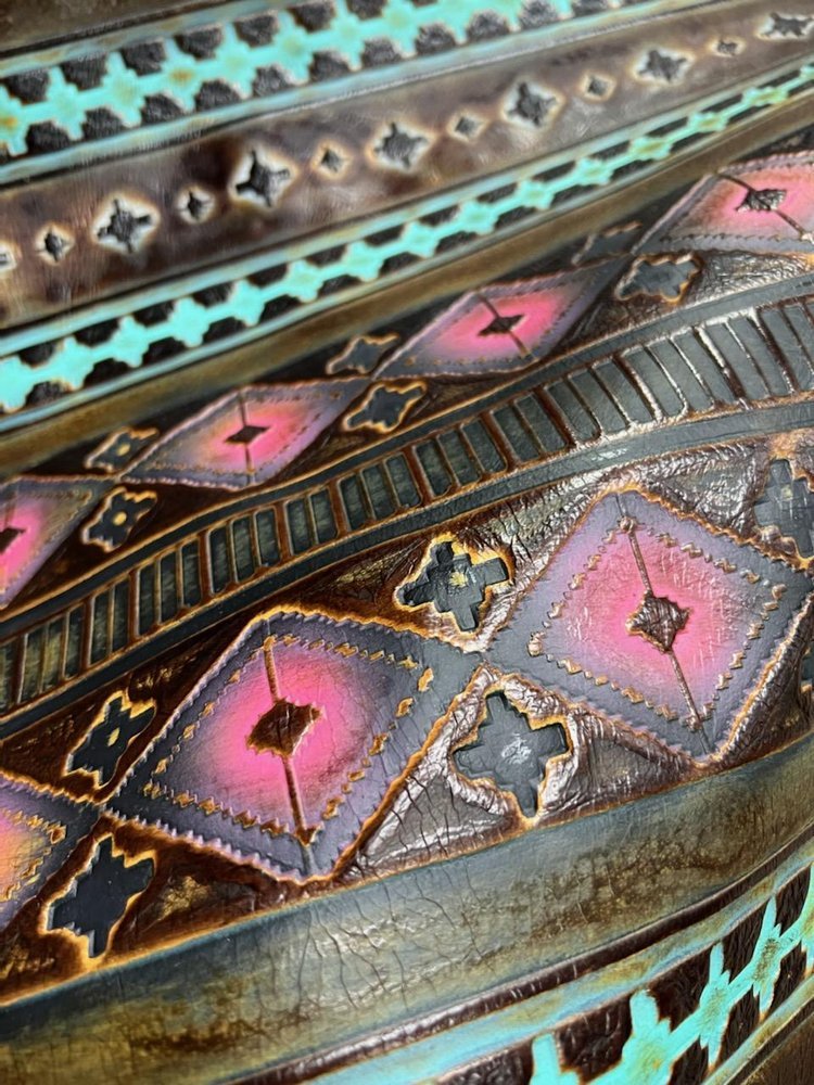 Navajo Hand Painted Embossed Leather - Your Western Decor