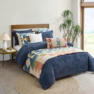 Rock Point Comforter Set - Cotton w/ Polyester fill - Navy Blue - Comforter w/ shams - Paired w/ Opal Springs Quilt  - Your Western Decor