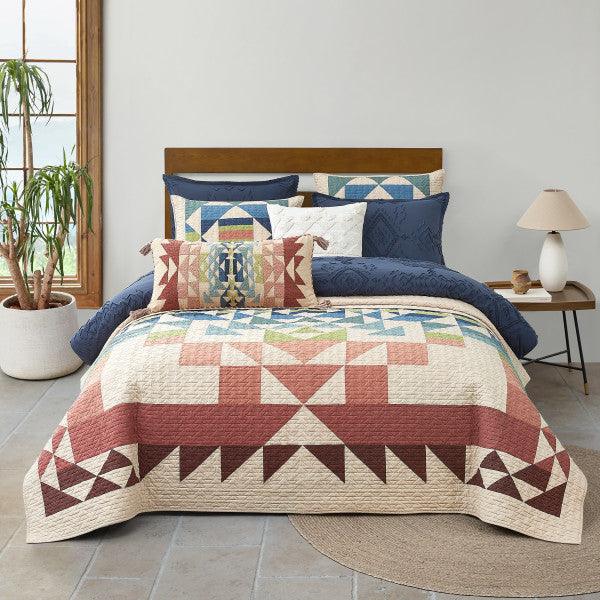 Opal Springs Pieced Quilt Set - Cotton Quilt - Blues, Pinks, green & tan - Pendleton Opal Springs - Quilt & Shams - Your Western Decor