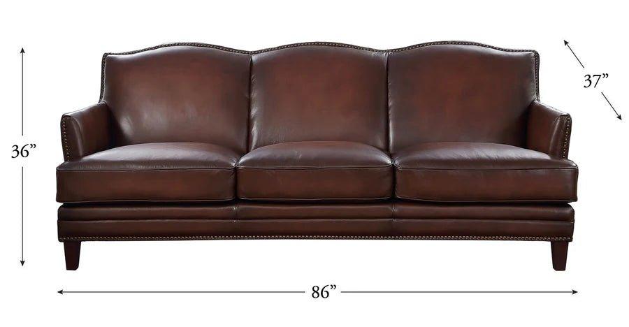 Oxford Brown Leather Sofa - Dimensions - Your Western Decor