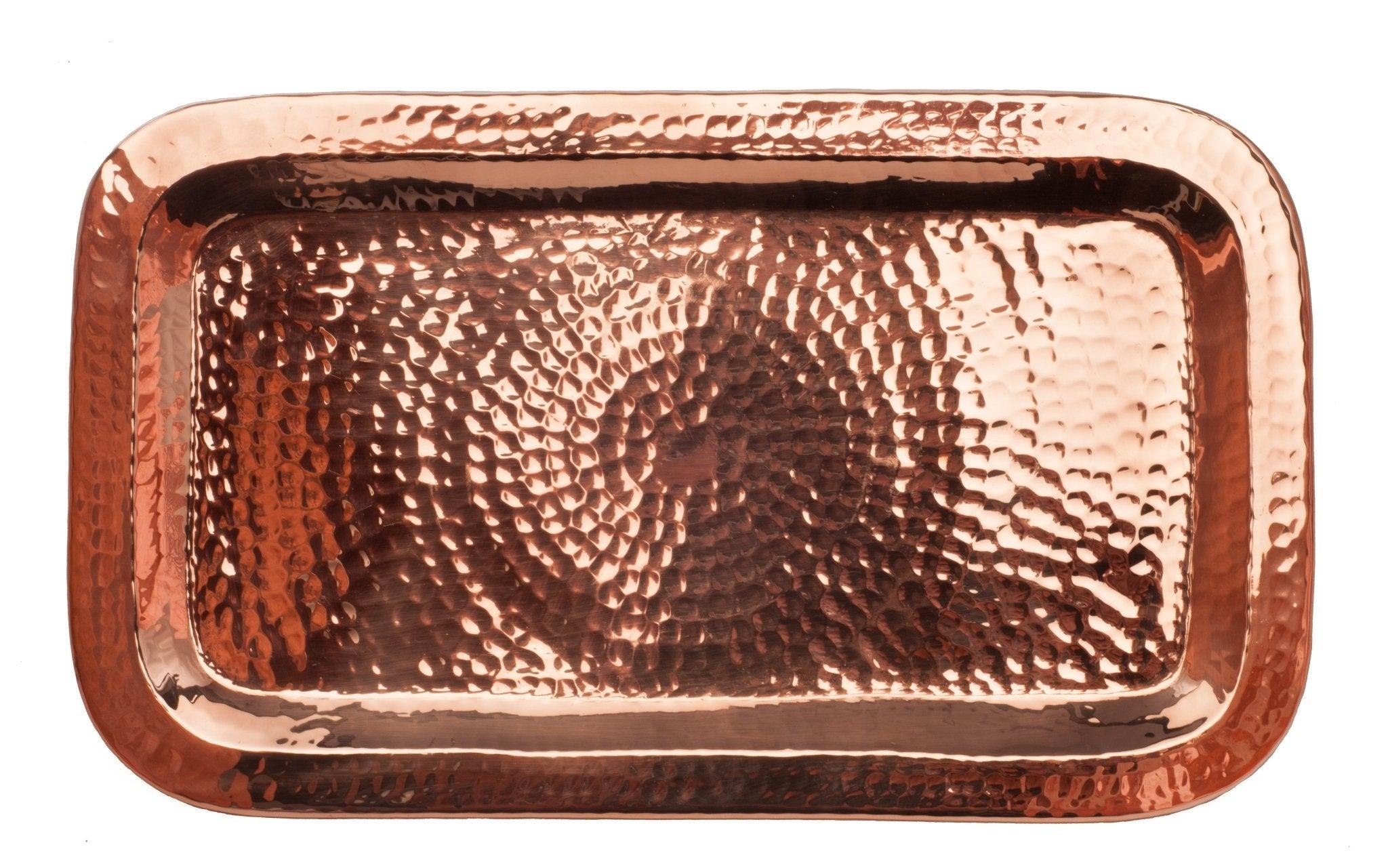 Hammered copper rectangular serving platter - Your Western Decor