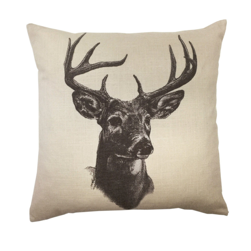 Whitetail Deer Linen Print Throw Pillow from HiEnd Accents