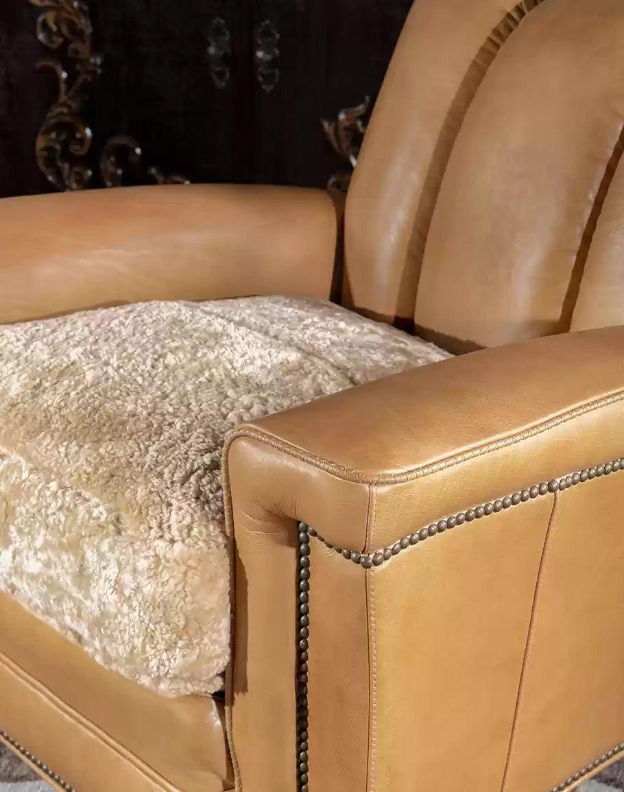 American made Palomino Shearling Leather Club Chair - Your Western Decor