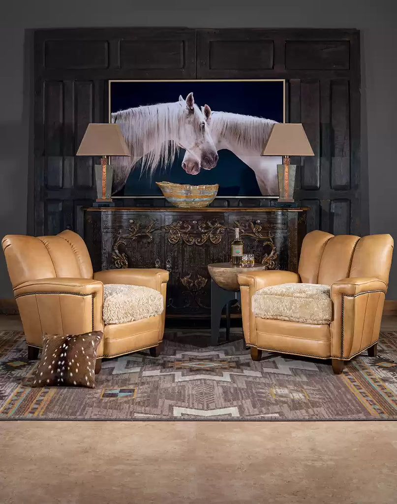 American made Palomino Shearling Leather Club Chairs - Your Western Decor