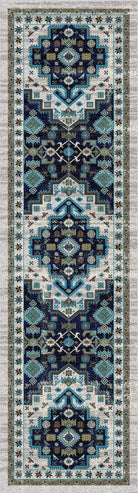 Persian Version Dusk Blue Floor Runner - Made in the USA - Your Western Decor, LLC