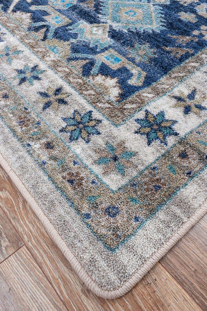 Persian Version Dusk Blue Rug Corner Detail - Made in the USA - Your Western Decor, LLC