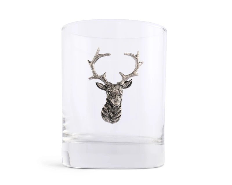 Pewter Elk Double Old Fashioned Glass Empty - Your Western Decor