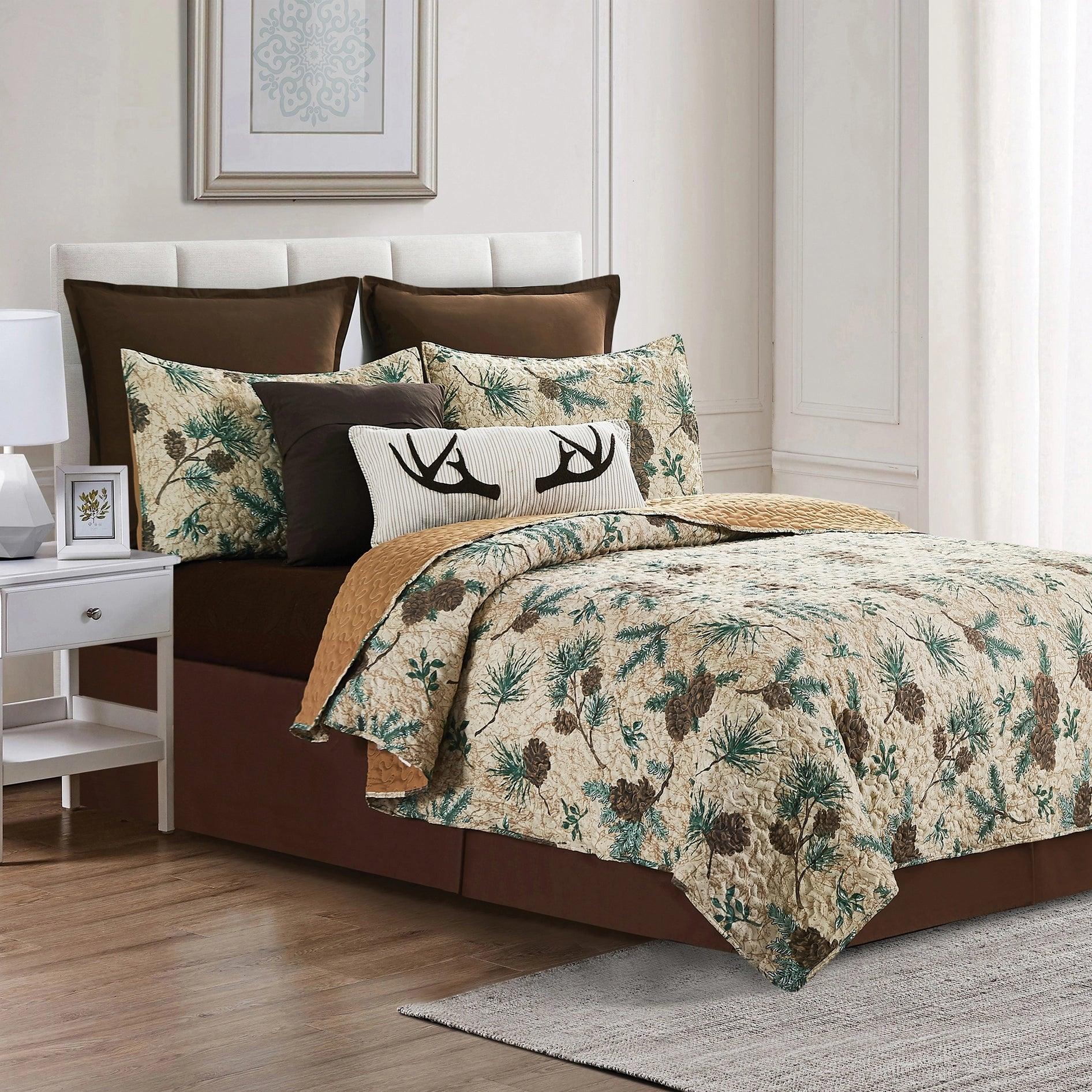 Pine Woods Quilt Set - Pine Cones & Branches - Quilt+Two Shams - Your Western Decor