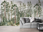 Pine Tree Watercolor Wallpaper - Green Pine trees - watercolor design - grey background - Your Western Decor