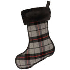 Ponderosa Plaid Wool Stocking - Red, Black & Grey Plaid Pattern - Black Faux Fur Cuff - Your Western Decor