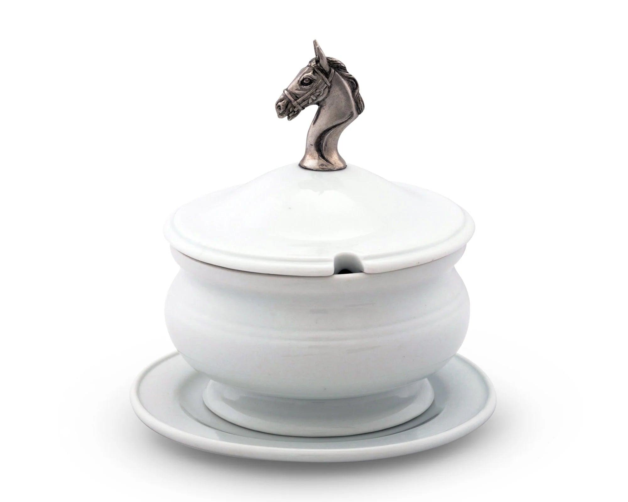 Horse Head Porcelain Lidded Bowl - Your Western Decor