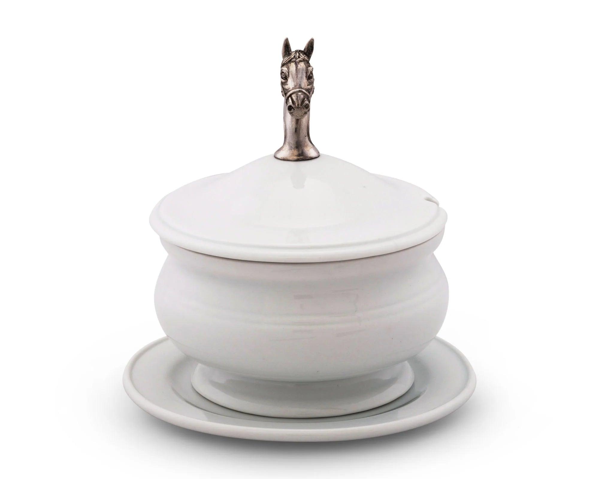 Horse Head Porcelain Lidded Bowl - Your Western Decor