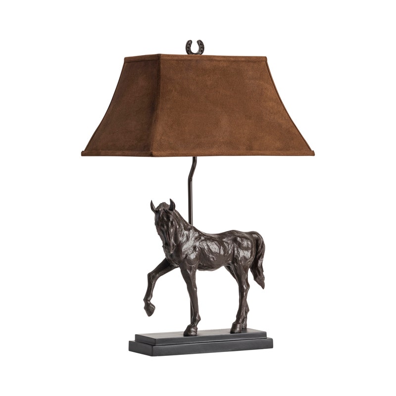 Bronze horse table lamp with shade - Your Western Decor