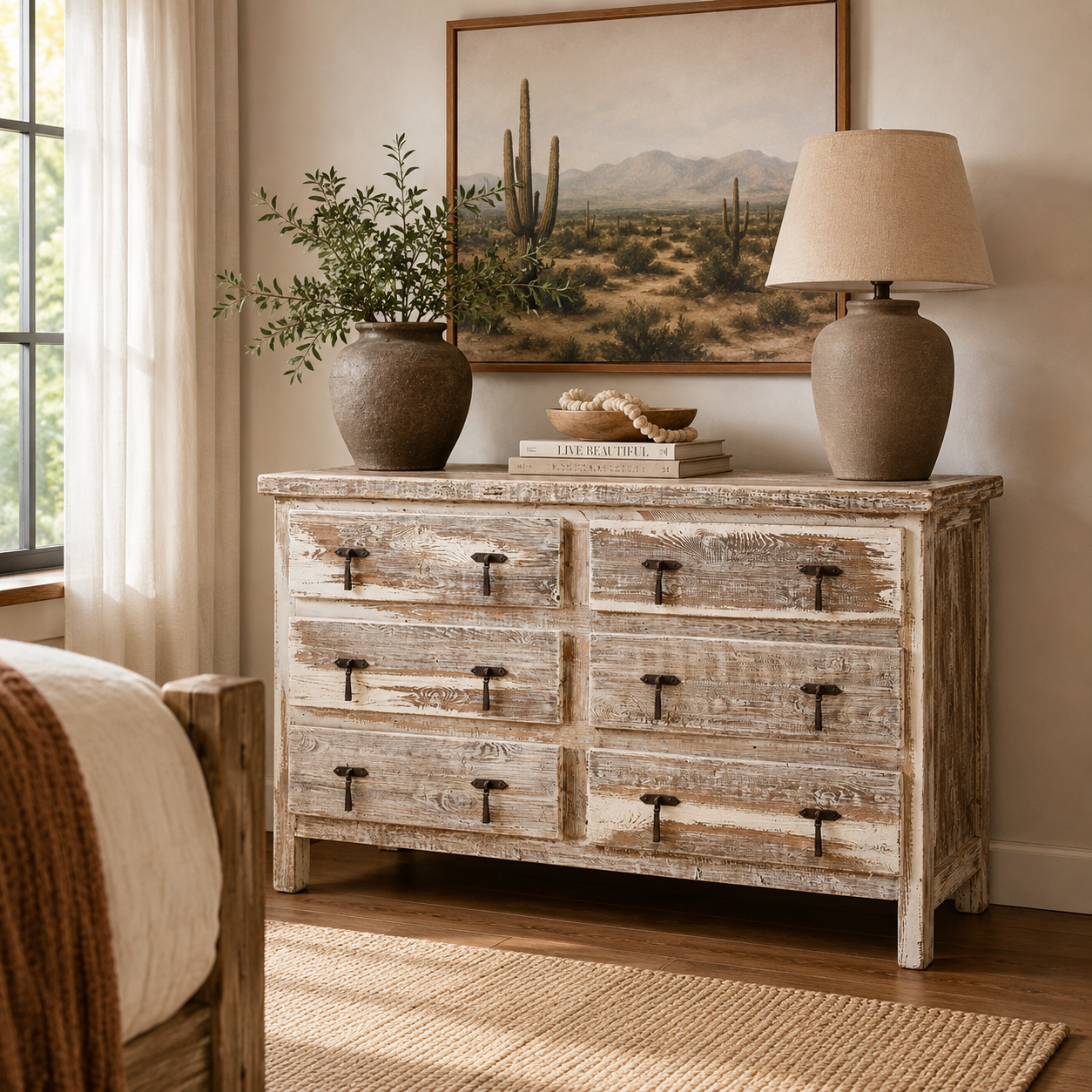 rustic dresser Puebla Hacienda Size:USA 10 (L)/42 in.(107 cm)Garment Chest Gradient Halter Neck Pleated Special Features diy