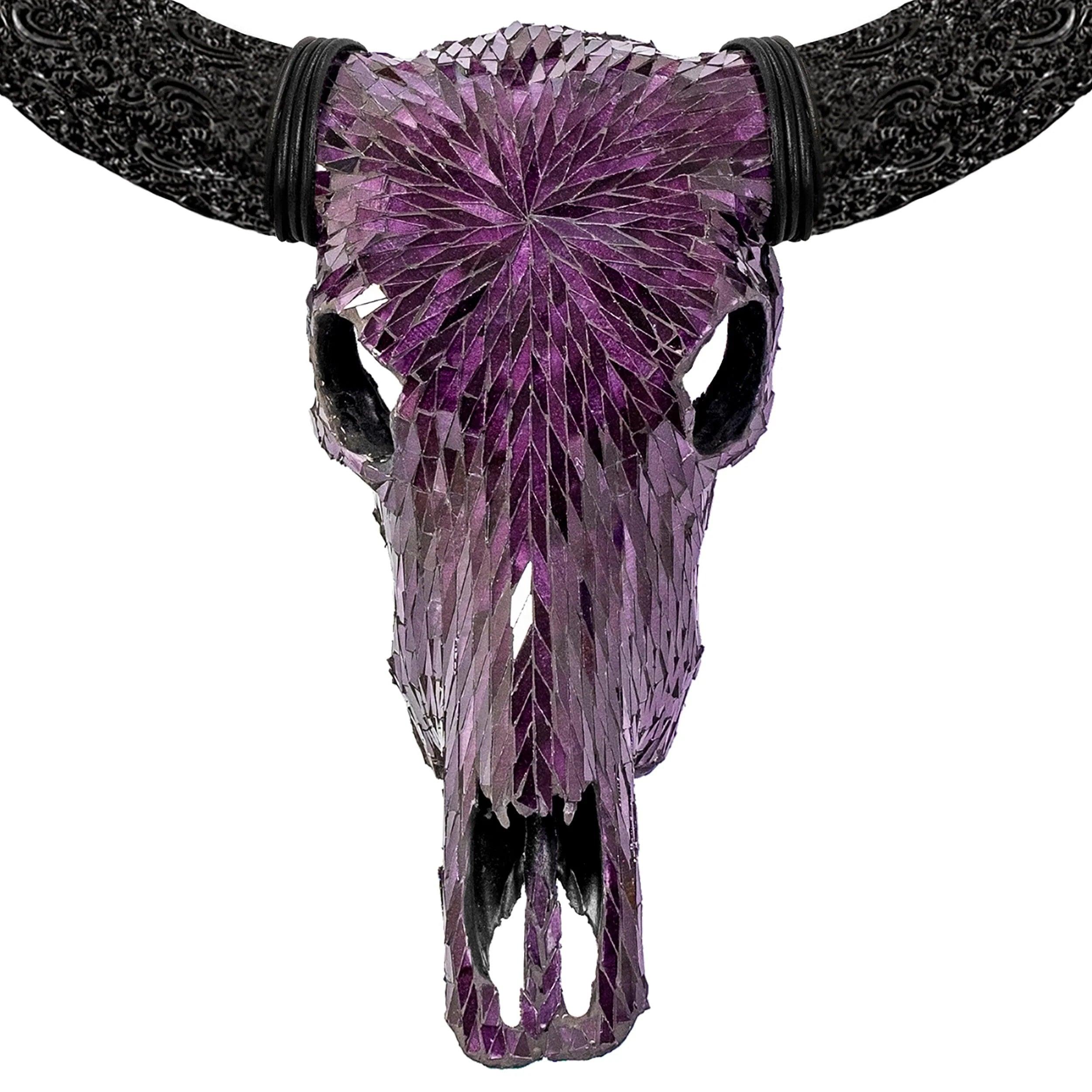 Purple Glass Mosaic Buffalo Skull - Your Western Decor