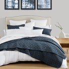 Indigo Patterned Reversible Quilt Set layered with white duvet - Your Western Decor