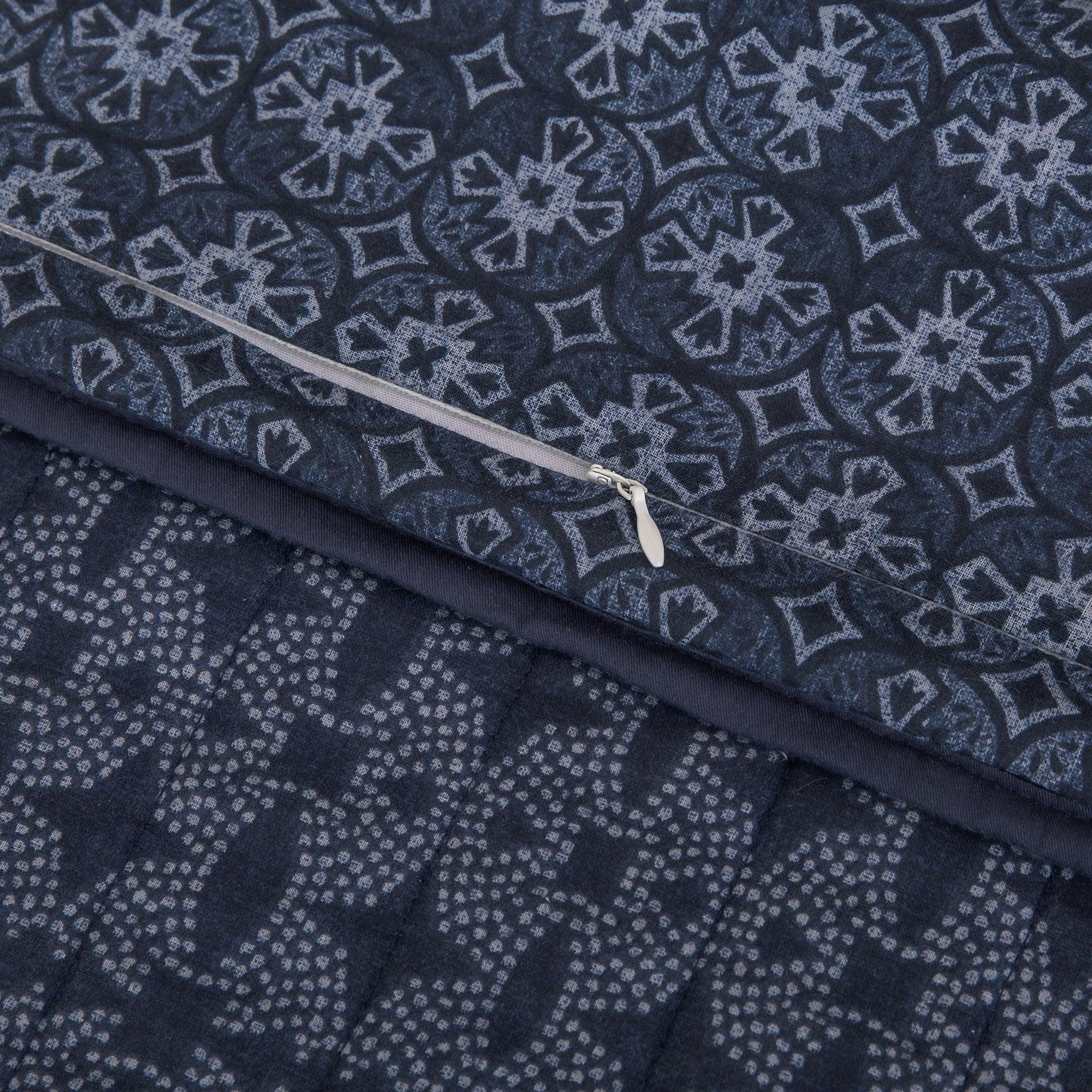 Dark blue reversible pillow sham zipper detail - Your Western Decor