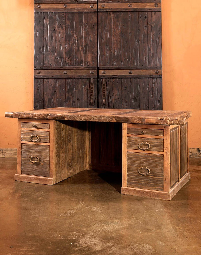 Reclaimed Door Top Rustic Desk - Rustic Mesquite Wood Desk - Your Western Decor