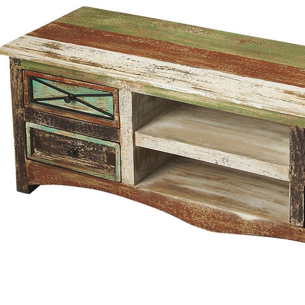 Reclaimed Mango Wood TV Console Detail - Your Western Decor