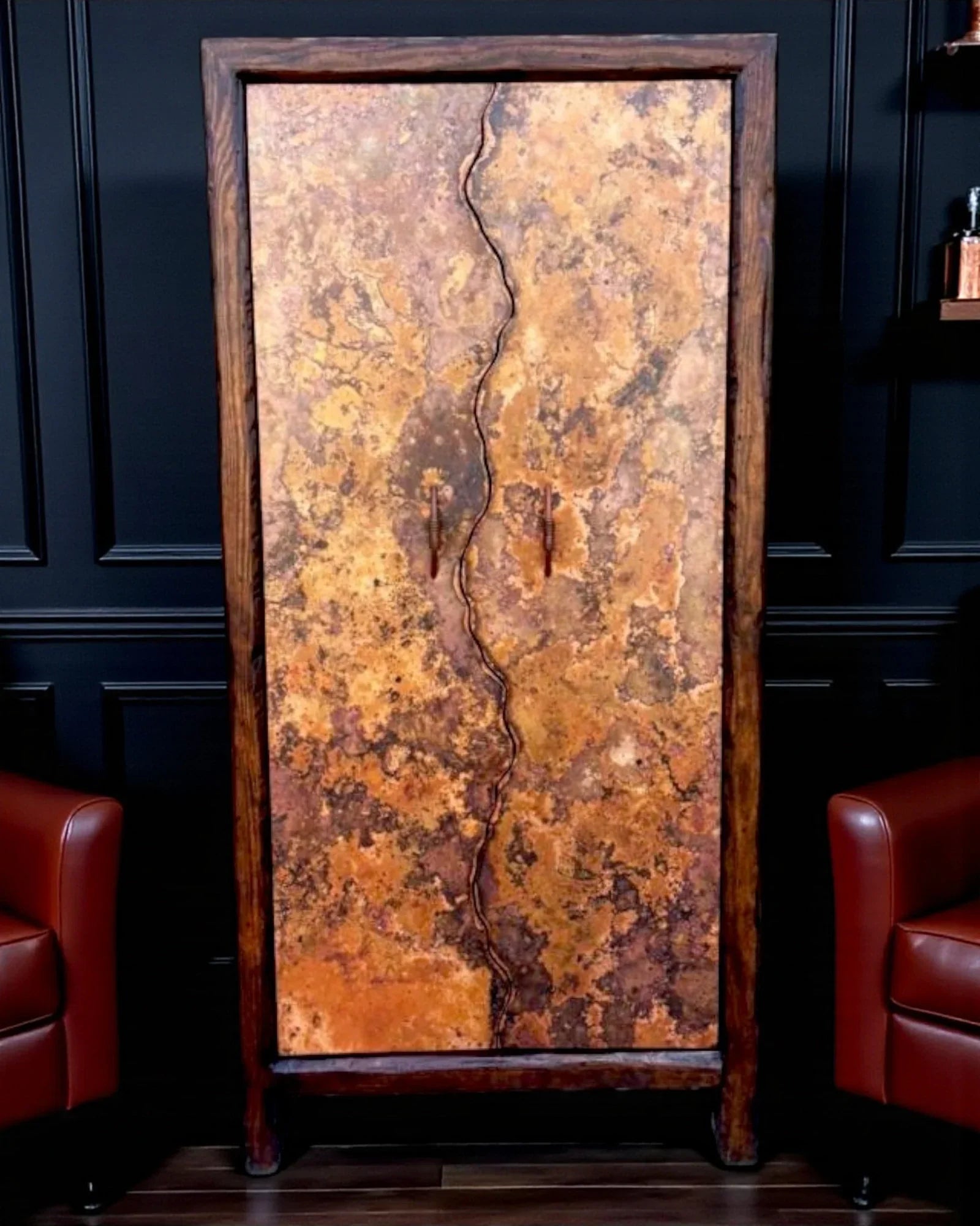 Recycled copper and wood wine and bar cabinet - Your Western Decor
