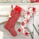 Chevron Embroidered Red Velvet Stocking | Your Western Decor