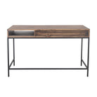 Riverside Desk - 2 Drawer Desk - Walnut Stain finish - Metal Legs - Natural Pine Wood - Your Western Decor