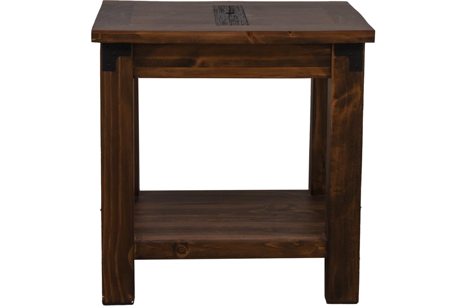 Riverside End Table - Bottom Shelf - 4 Legs - Dark Walnut Stain - Natural Wood - Your Western Decor