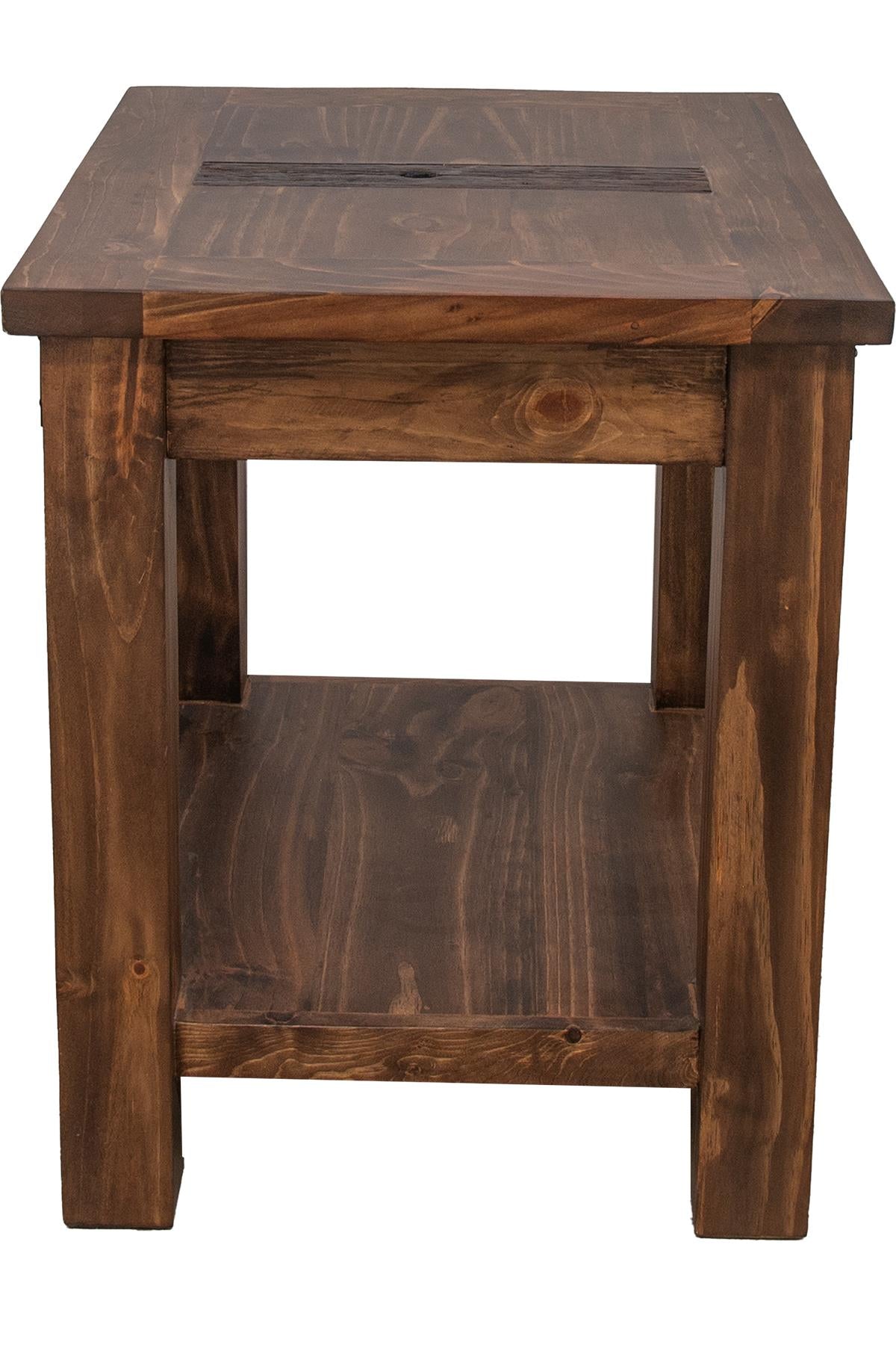 Riverside End Table - Bottom Shelf - 4 Legs - Dark Walnut Stain - Natural Wood - Your Western Decor