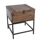 Riverside Trunk End Table - Walnut Stain finish - Trunk top with storage - Metal Legs - Your Western Decor