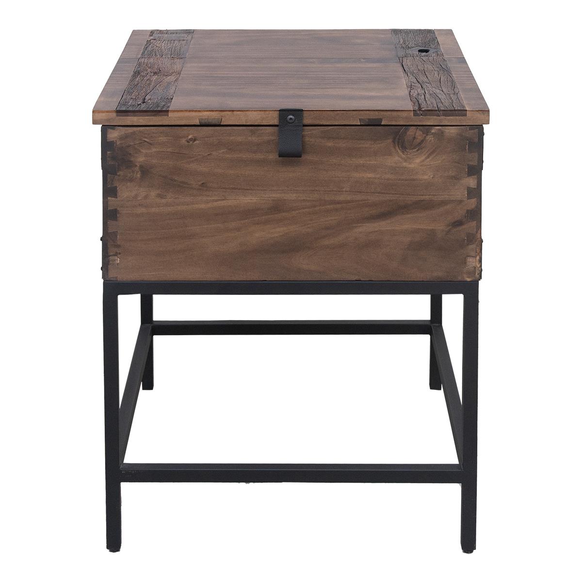 Riverside Trunk End Table - Walnut Stain finish - Trunk top with storage - Metal Legs - Your Western Decor