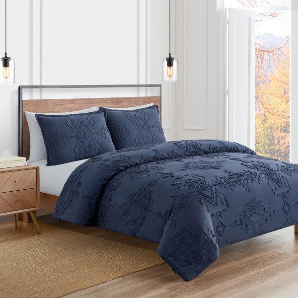 Rock Point Comforter Set - Cotton w/ Polyester fill - Navy Blue - Comforter w/ shams - Your Western Decor