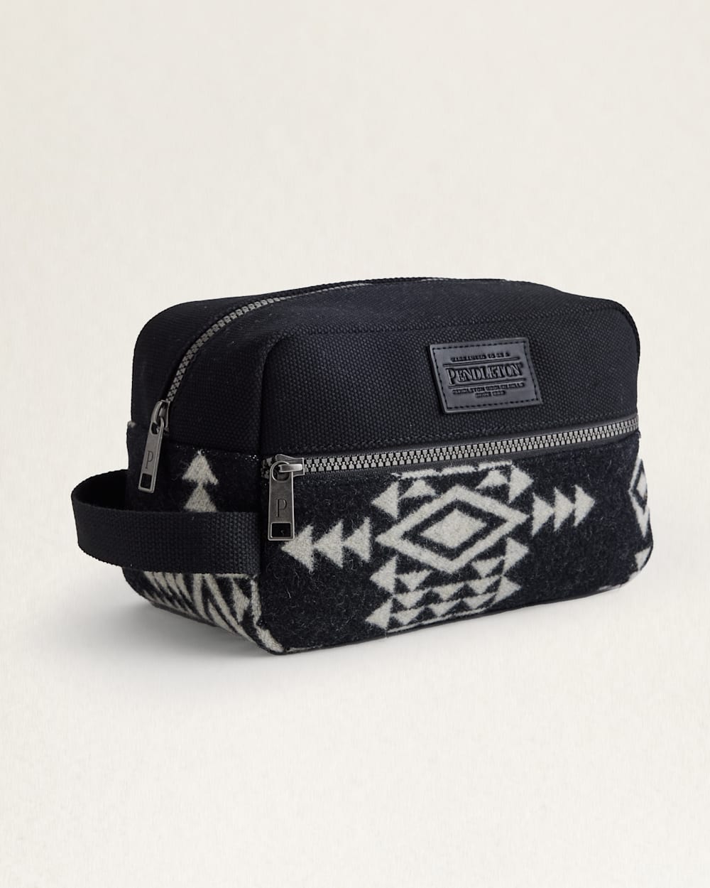 Rock Point Toiletry Bag - Black & White Pattern - Nylon & Wool - Pendleton Woolen Mills - 2 Zipper closures - Your Western Decor