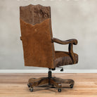 Roughout leather western desk chair back view - Your Western Decor