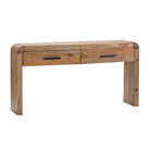 Rustic solid wood console table with 2 drawers with iron hardware