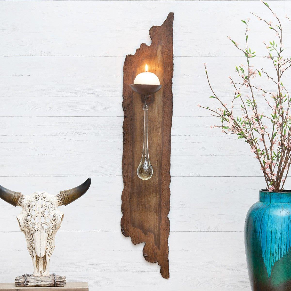 Rustic Teardrop Wall Candelero left facing - Your Western Decor