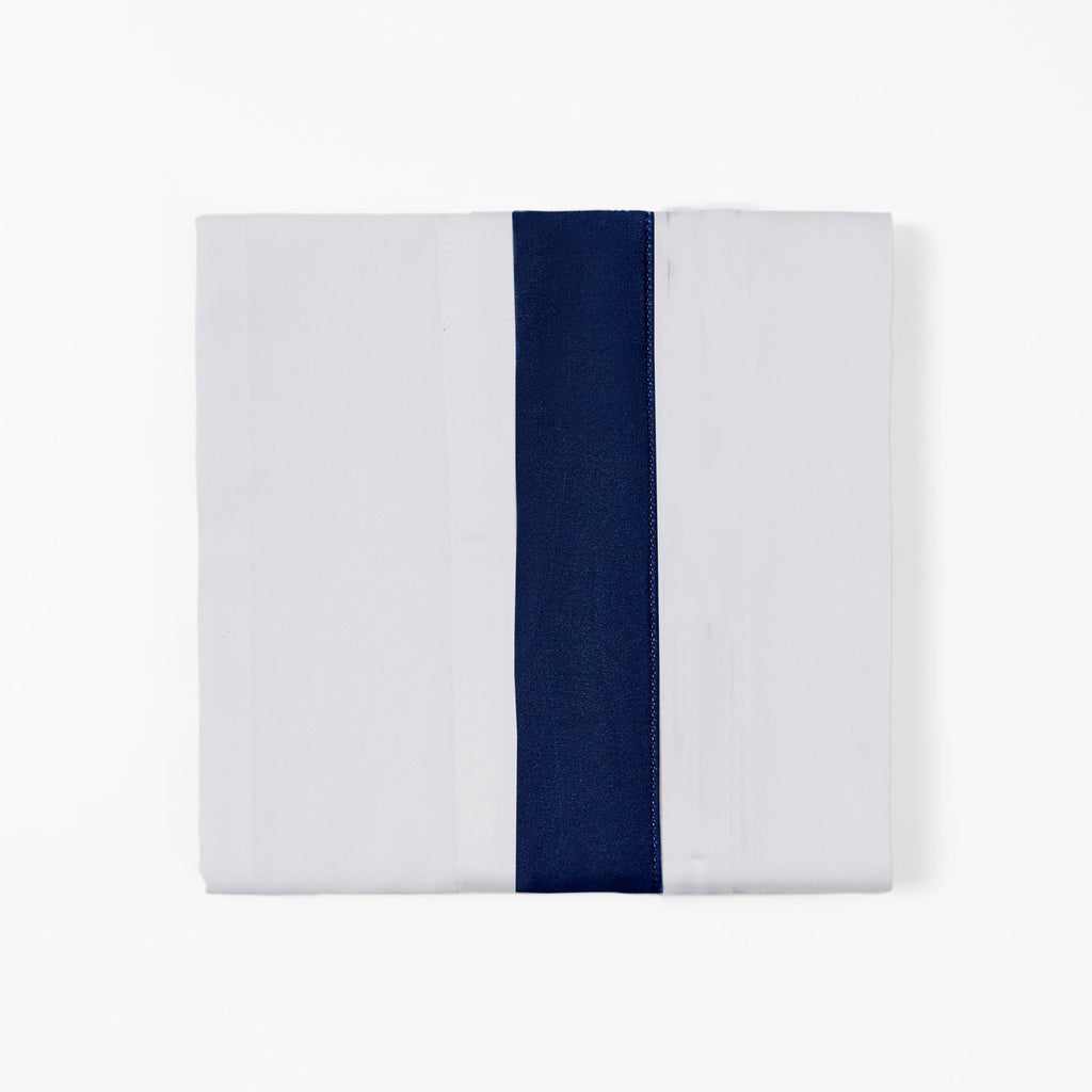 White Sheets with Navy Blue Flange - Your Western Decor