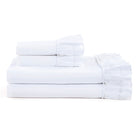 Savannah Ruffled 350TC Cotton Sateen Sheet Set folded stack on white background