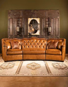 American Made Saddle Leather Tufted Conversational Sofa 3-pc sectional - Your Wester Decor