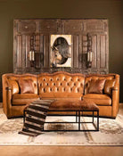 American Made Saddle Leather Tufted Conversational Sofa 3-pc sectional - Your Wester Decor