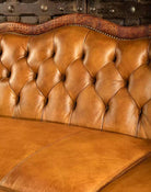 American Made Saddle Leather Tufted Conversational Sofa 3-pc sectional - Your Wester Decor