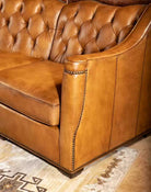 American Made Saddle Leather Tufted Conversational Sofa 3-pc sectional - Your Wester Decor