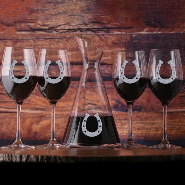 Deep Carved Horseshoe Wine Glasses - Your Western Decor