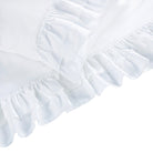 Close-up of a white ruffled sheet set texture on a white background