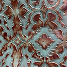 Copper and blue laredo embossed western upholstery leather - Your Western Decor