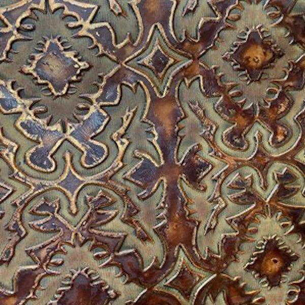 Laredo Brandy Gilded Embossed Leather - western upholstery leather - Your Western Decor