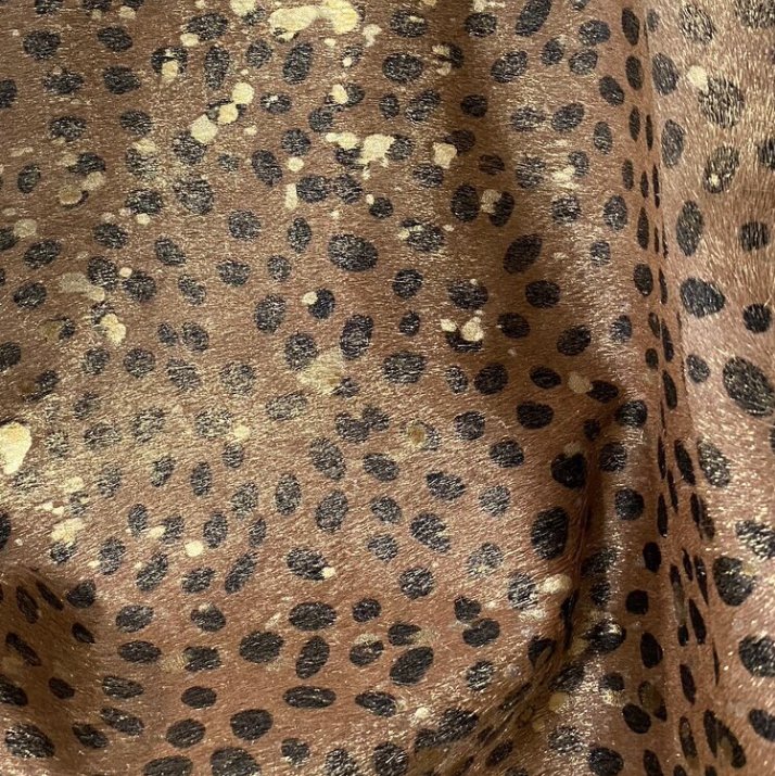 Cheetah Acid Wash Metallic on Dark Beige Cowhide • Your Western Decorating
