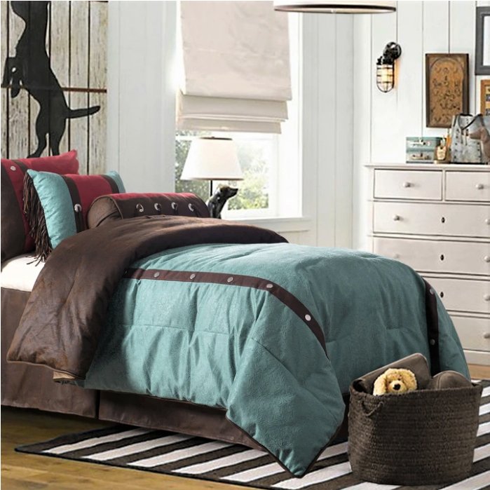 Turquoise Tooled Western Comforter Set - Your Western Decor
